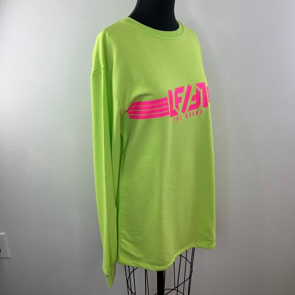 LF The Brand Lime Green Cotton Blend Crewneck Graphic Print Sweatshirt Size S - Picture 3 of 9